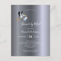 Chá por cegonete de correio bebê prateado