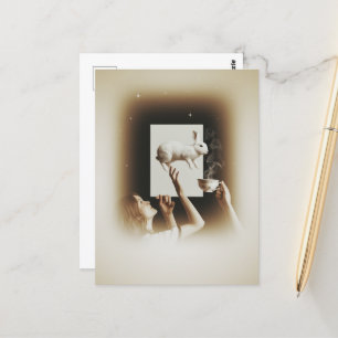 Cartão Postal Chá Surreal com Coelho Branco