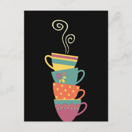 Cartão Postal Chá/xícaras de café, xícaras a vapor quentes