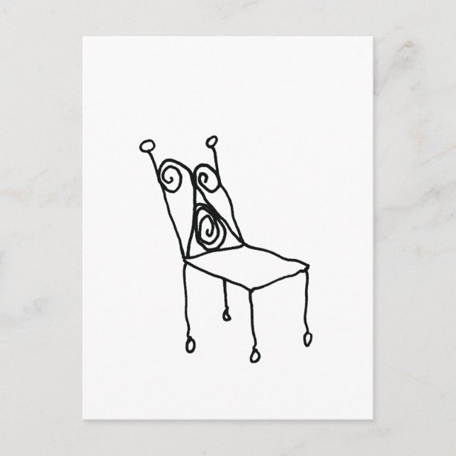 Cartão Postal Chair Line Drawing Art  (Frente)