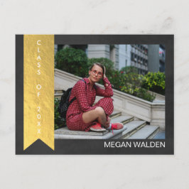 Cartão Postal Chalk & Faux Gold Foil Graduação Obrigado Cartaz