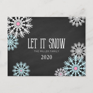 Cartão Postal Chalkboard Gorgegeed Snowflakes Deixe-o nevar
