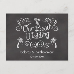 Cartão Postal Chalkboard Our Beach Weding