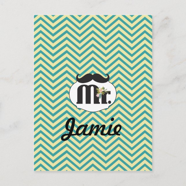 Cartão Postal Chalkboard Sr. Amarelo e verde (Frente)