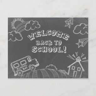 Cartão Postal Chalkboard Welcome Back to School Postcard