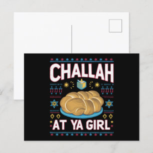 Cartão Postal Challah At Ya Girl Engraçado Comida Hanukkah Chanu