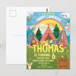 Cartão Postal Chamando Todos os Felizes Acampantes Acampamento