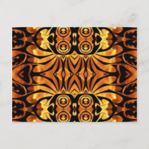 Cartão Postal chamas cor de laranja Padrão tribal do totem nativ