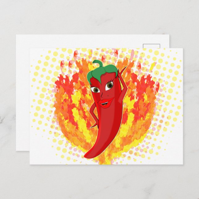 Cartão Postal Chamas de Fogo Red Hot Pepper (Frente/Verso)