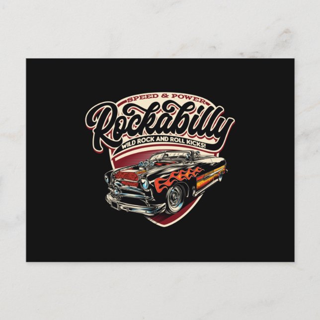 Cartão Postal Chamas de velocidade de rotação (Rockabilly Hotrod (Frente)
