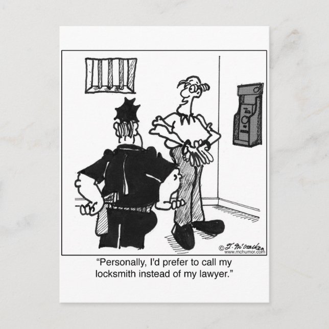 Cartão Postal Chame um Locksmith, não um advogado (Frente)