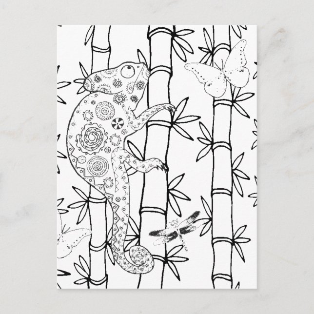 Cartão Postal Chameleon Doodle (Frente)