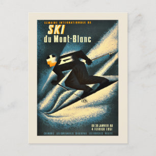Cartão Postal Chamonix Mont Blanc Esqui Francês Vintage 