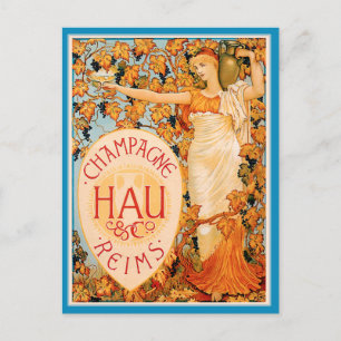 Cartão Postal Champagne Art Nouveau Poster Art