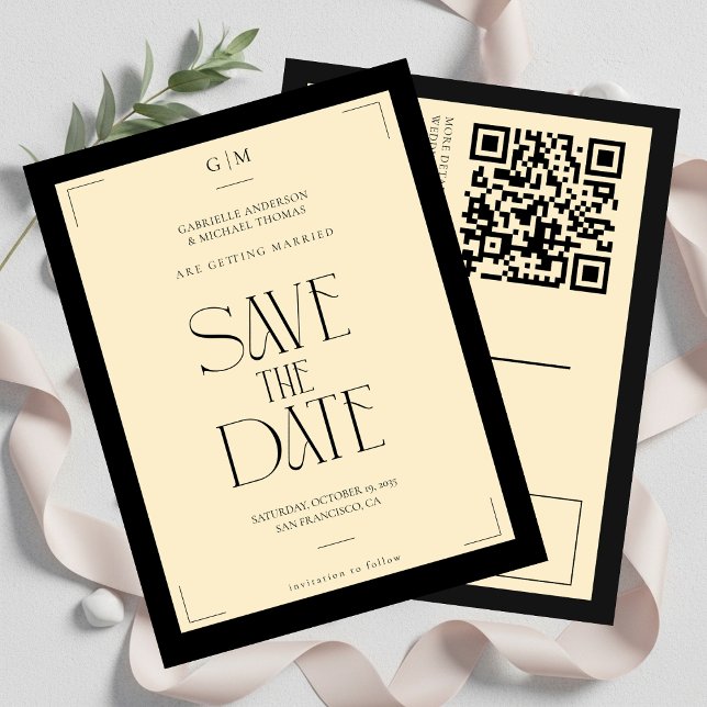 Cartão Postal Champagne Silk Cream Art deco Save The Date  (Criador carregado)