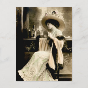 Cartão Postal Champanhe de Bebendo parisiense 1900