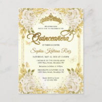 Champanhe Floral Elegante Dourada Tiara Quinceañer