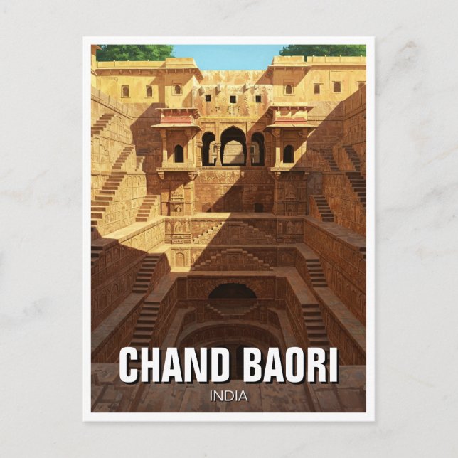 Cartão Postal Chand Baori Stepwell India Viagem (Frente)