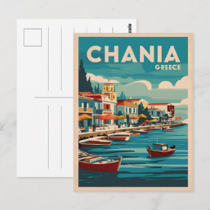 Cartão Postal Chania Grécia praias de vintagem presentes lembran