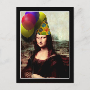Cartão Postal Chapéu de Aniversário da Mona Lisa