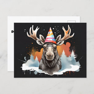 Cartão Postal Chapéu de aniversário de cone do Alaskan Moose ves