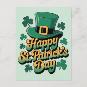 Cartão Postal Chapéu de Leprechaun & Trevos Feliz Dia de São Pat