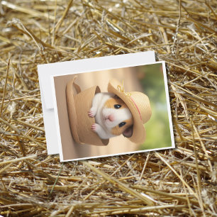 Cartão Postal Chapéu de palha vestido em Hampster