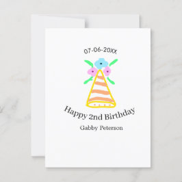 Cartão Postal chapéu laranja 2º aniversário crianças retro flora