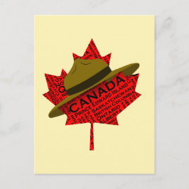 Cartão Postal Chapéu Montado Canadiano no Folha Vermelho do Mapl