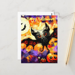 Cartão Postal Chapéus De Lua De Grande Olho De Halloween
