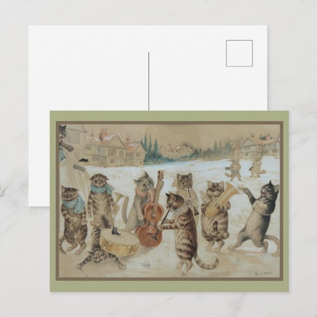 Cartão Postal Chapéus de Natal: Cantando de Carol por Louis Will (Frente/Verso)