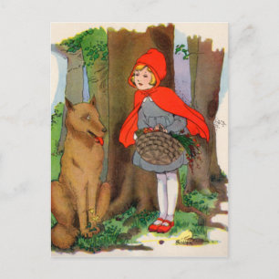 Cartão Postal Chapeuzinho Vermelho e Lobo