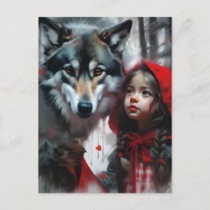 Cartão Postal Chapeuzinho Vermelho e Lobo