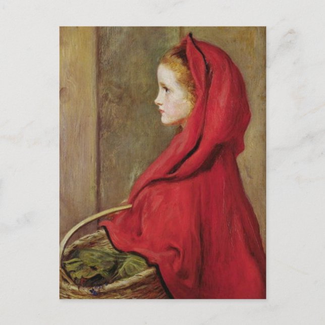 Cartão Postal Chapeuzinho Vermelho por John Everett Millais (Frente)