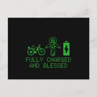 Cartão Postal Charged And Blessed EBike Electric Bicycle Biking 