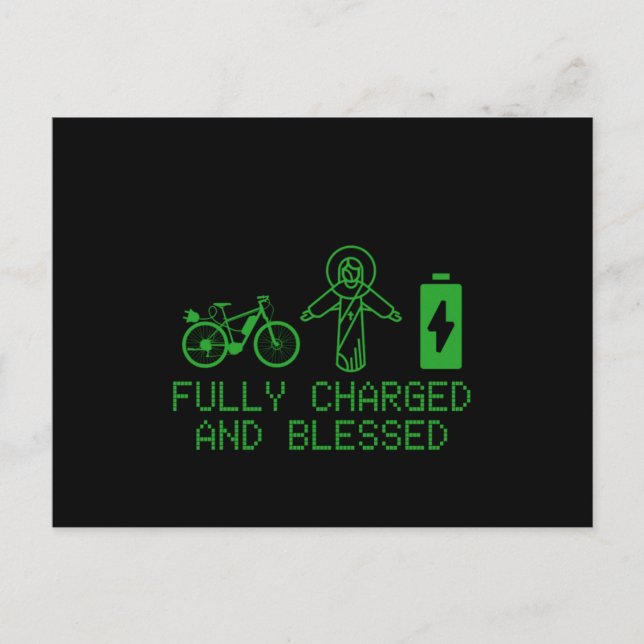 Cartão Postal Charged And Blessed EBike Electric Bicycle Biking  (Frente)