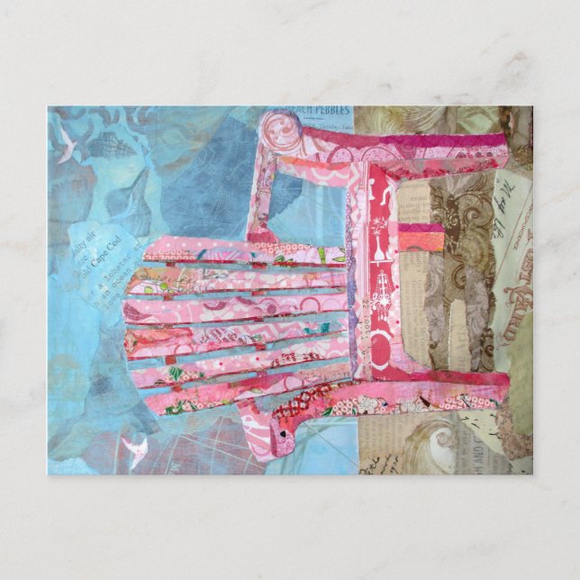 Cartão Postal chari cor-de-rosa - colagem (Frente)