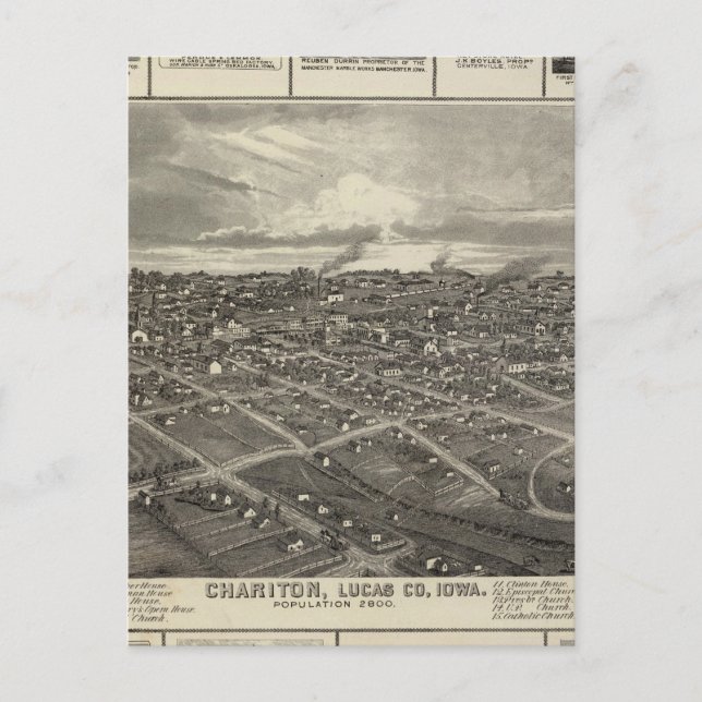 Cartão Postal Chariton, Empresas de Iowa em Davenport (Frente)