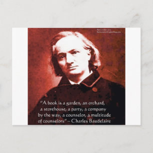 Cartão Postal Charles Baudelaire "A Book Is" Wisdom cita present
