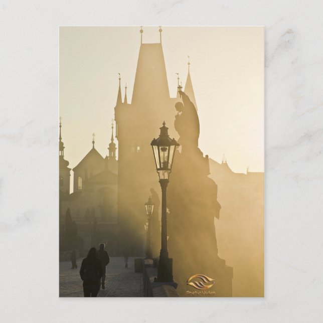 Cartão Postal Charles Bridge Morning Fog Praga (Frente)