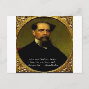 Cartão Postal Charles Dickens & Citação de Coração
