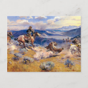 Cartão Postal Charles M. Russell's Loops e Swift Horses (1916)