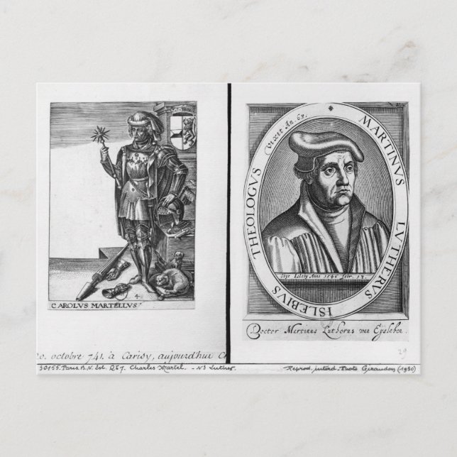 Cartão Postal Charles Martel e Martin Luther (Frente)