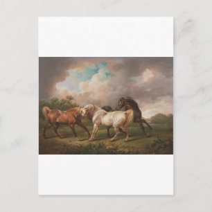 Cartão Postal Charles Towne Art Painting Oil Horses Destinage