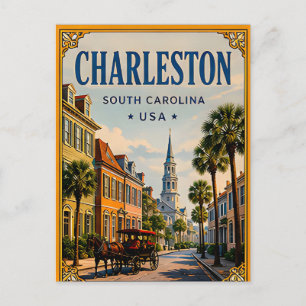 Cartão Postal 🏛️ Charleston Carolina do Sul Histórico Retro