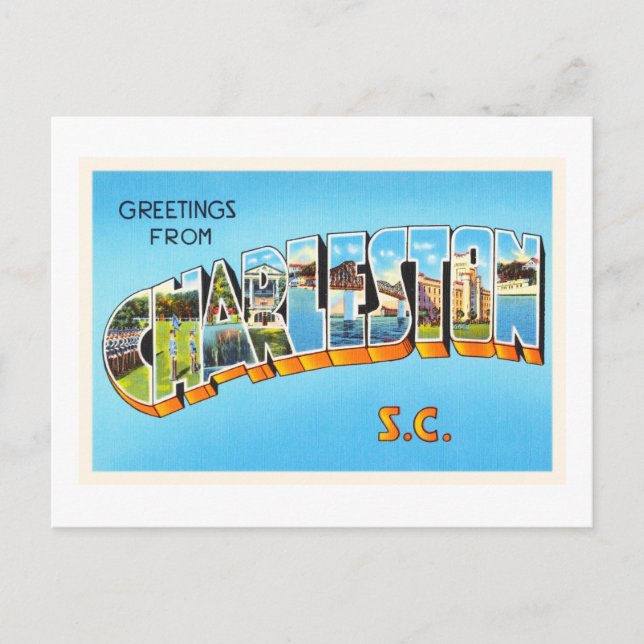 Cartão postal Charleston Carolina do Sul SC Vintag (Frente)