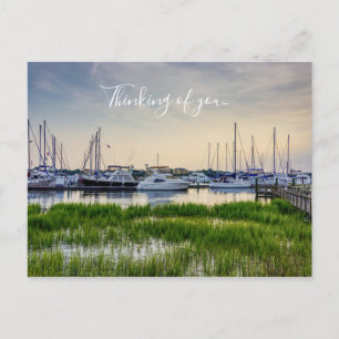 Cartão Postal Charleston Harbor Boats Sunset Pensando Em Você