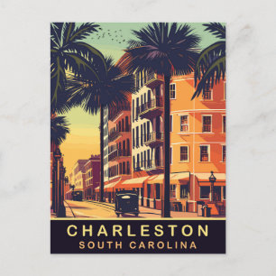 Cartão Postal Charleston, Ruas da Cidade, SC, Viagem Vintage