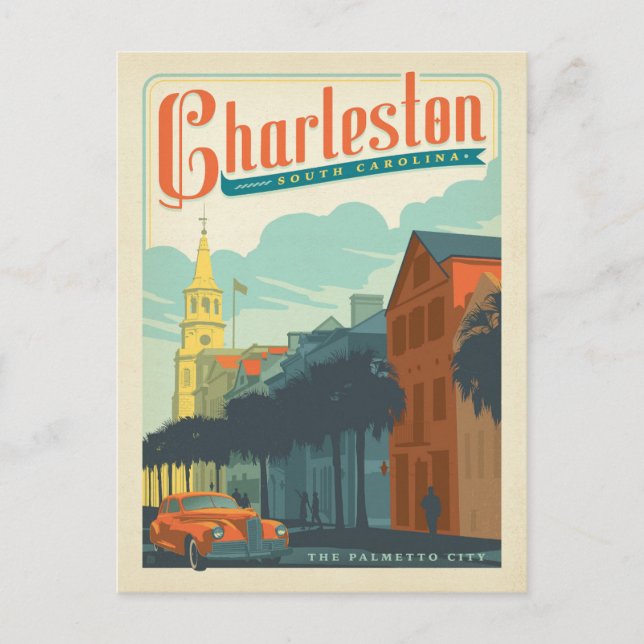 Cartão Postal Charleston, SC - A Cidade de Palmetto (Frente)