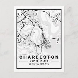 Cartão Postal Charleston South Carolina EUA - Mapa de Cidade Via